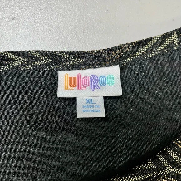 LuLaRoe Black and metallic gold Triangle Midi Dress - Picture 6 of 15